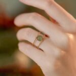 Buddha Stones Round Jade Pearl Bead Double Layer Copper Luck Adjustable Ring Ring BS 3