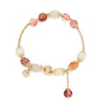 Buddha Stones Colorful Rutilated Quartz Cat Eye Zircon Auspiciousness Bead Bracelet Bracelet BS 8