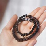 Buddha Stones Tibet Ebony Wood Square Beads Peace Double Wrap Bracelet Bracelet BS 4