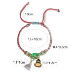 Buddha Stones Colorful Rope Chalcedony Lotus Jade Peace Buckle Harmony Gourd Charm Bracelet Bracelet BS 9