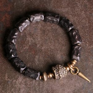 Buddha Stones Ebony Wood Copper Balance Protection Couple Bracelet Bracelet BS 18cm