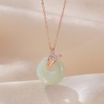 Buddha Stones 925 Sterling Silver Natural Hetian Jade Zircon Butterfly Luck Necklace Pendant Necklaces & Pendants BS Hetian Jade(Prosperity♥Abundance)