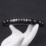 Buddha Stones 999 Sterling Silver Ebony Wood Om Mani Padme Hum Inlaid Balance Bracelet Bracelet BS 7