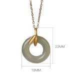 Buddha Stones 925 Sterling Silver Cyan Jade Peace Buckle Bamboo Leaf Harmony Necklace Pendant Necklaces & Pendants BS 10