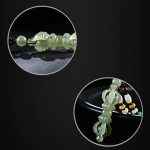 Buddha Stones Tibetan Natural Hetian Cyan Jade White Jade Dorje Vajra Engraved Success Necklace Pendant Necklaces & Pendants BS 5