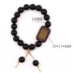 Buddha Stones Ebony Wood Scripture Engraved Peace Bracelet Bracelet BS 6