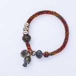 Buddha Stones Handmade Tibetan 925 Sterling Silver Chinese Zodiac Natal Buddha Zakiram Goddess of Wealth Protection Multicolored Rope Braided Bracelet Bracelet BS 24