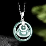 Buddha Stones 925 Sterling Silver Natural Jade Round Laughing Buddha Abundance Chain Necklace Pendant Necklaces & Pendants BS 4