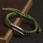 Buddha Stones 925 Sterling Silver Bullet Design Braided Rope Bracelet Bracelet BS Green(Wrist Circumference 14-21cm)