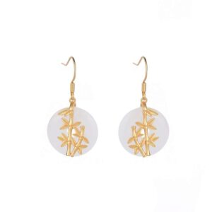 Buddha Stones FengShui White Jade Fortune Earrings Earrings BS White Jade
