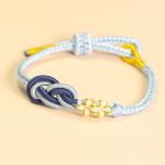 Buddha Stones Handcrafted Eight Thread Peace Knot Peach Blossom Knot Luck Connection Bracelet Bracelet BS Light Blue&Dark Blue(Wrist Circumference 14-16cm)