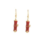 Buddha Stones 925 Sterling Silver Hetian Jade Chrysoberyl Cat Eye Red Agate Bamboo Luck Drop Earrings Earrings BS Gold Red Agate(Confidence♥Calm)