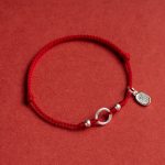 Buddha Stones 925 Sterling Silver Lucky Fortune Peace Joy Lotus Peace Buckle Red String Bracelet Bracelet BS Red(Wrist Circumference 15-18cm) Peace and Joy