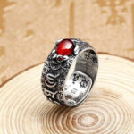 Buddha Stones Genstone PiXiu Feng Shui Frog Vajra Dorje Heart Sutra Wealth Adjustable Ring Ring BS Feng Shui Frog 11mm