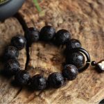 Buddha Stones Ebony Wood Chinese Character Yin Yang Engraved Gourd Balance Bracelet Bracelet BS 3