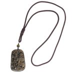 Buddha Stones Gold Sheen Obsidian Three Goats Bring Good Luck Pattern Wealth Necklace Pendant Necklaces & Pendants BS 4