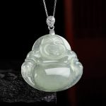 Buddha Stones 925 Sterling Silver Natural Jade Laughing Buddha Prosperity Abundance Chain Necklace Pendant Necklaces & Pendants BS 1