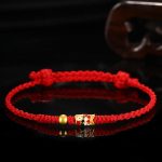 Buddha Stones 999 Gold Luck Koi Fish Handcrafted Braided String Bracelet Bracelet BS Red 24cm