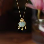 Buddha Stones 925 Sterling Silver Natural Jade Chalcedony Lock of Good Wishes Luck Necklace Pendant Bangle Bracelet Necklaces & Pendants BS 2