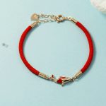 Buddha Stones Copper Koi Fish Wealth Necklace Pendant Red Rope Bracelet Earrings Set Bracelet Necklaces & Pendants BS 4