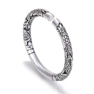 Buddha Stones Dragon Auspicious Clouds Luck Protection Bracelet Adjustable Bangle Bracelet Bangle BS DRAGON (Luck ♥ Strength)