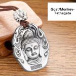 Buddha Stones Chinese Zodiac Natal Buddha Om Mani Padme Hum Lotus Compassion Necklace Pendant Necklaces & Pendants BS 5