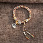 Buddha Stones Handmade Tibetan Om Mani Padme Hum Fu Character Luck Fortune Braided Bracelet Bracelet BS Multicolored(Wrist Circumference 14-18cm)