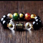 Buddha Stones Chinese Zodiac Feng Shui Obsidian Five-Element Wealth Porsperity Bracelet Bracelet BS 1