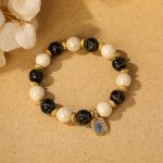 Buddha Stones Tibetan Zakiram Goddess of Wealth Charm Liuli Glass Incense Ash Porcelain Bead Protection Bracelet Bracelet BS Beige Porcelain Green Liuli Glass Bead