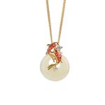 Buddha Stones 925 Sterling Silver Hetian Jade Peace Buckle Koi Fish Luck Necklace Pendant 4