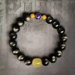 Buddha Stones 925 Sterling Silver Chinese Zodiac Natal Buddha Natural Gold Sheen Obsidian Amber Wealth Protection Bracelet Bracelet BS 3