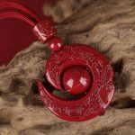 Buddha Stones One's Luck Improves Design Patern Natural Cinnabar Concentration Necklace Pendant Necklaces & Pendants BS 2