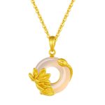 Buddha Stones Natural White Chalcedony Peace Buckle Lotus Pendant S925 Sterling Silver Necklace 4