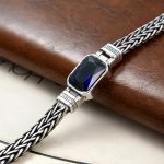 Buddha Stones Retro Blue Acrylic Dragon Keel Braided Design Healing Wealth Buckle Bracelet Bracelet BS 8