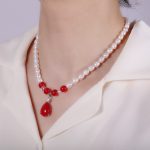 Buddha Stones Pearl Bead Waterdrop Calm Peace Necklace Pendant Necklaces & Pendants BS Red