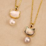 Buddha Stones Natural Pearl Copper Cat Healing Necklace Pendant Earrings Bracelet Necklaces & Pendants BS 11