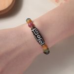 Buddha Stones Tibetan Tiger Eye Tourmaline Nine-Eye Dzi Bead Protection Bracelet Bracelet BS 7