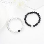 Buddha Stones 2pcs Natural Frosted Stone White Turquoise Bead Couple Bracelet Bracelet BS 3