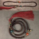Buddha Stones 108 Mala Beads Natural Tibet Purple Bodhi Seed Auspiciousness Bracelet Mala Bracelet BS 13