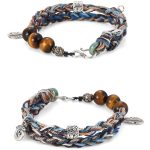 Buddha Stones 925 Sterling Silver Tiger's Eye Colorful Cotton Rope Handmade Willpower Bracelet Bracelet BS 10
