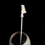 Buddha Stones 925 Sterling Silver Hetian White Jade Flower Blessing Hairpin Decorations BS 5