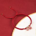 Buddha Stones Natural Strawberry Quartz Amethyst Green Phantom Bead Positive Bracelet Bracelet BS 3