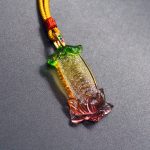 Buddha Stones Buddha Liuli Lotus Six Character Om Mani Padme Hum Peace Necklace Necklaces & Pendants BS Six Character Card (Necklace Length: 45cm)