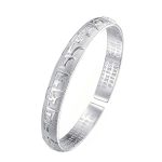 Buddhastoneshop Tibetan Sanskrit White Copper Meditation Prayer Bracelet Bangle