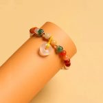 Buddha Stones 14K Gold Plated Colorful Golden Silk Jade Peace Buckle Wealth Bracelet Bracelet BS 3