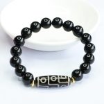 Buddha Stones Tibetan Nine-Eye Dzi Bead Black Onyx Power Bracelet Bracelet BS 6