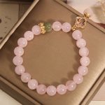 Buddha Stones Natural Pink Crystal Four Leaf Clover Soothing Bracelet Bracelet BS 7