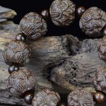 Buddha Stones Ebony Wood Eighteen Arhats Lotus Dragon Engraved Balance Bracelet Bracelet BS 5