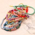 Buddha Stones Handmade Three Peach Blossoms Luck Eight Strands Braided String Bracelet Bracelet BS 16