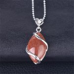 Buddha Stones Marquise Pattern Natural Crystal Stone Charm Necklace Pendant Necklaces & Pendants BS Brown Sand
